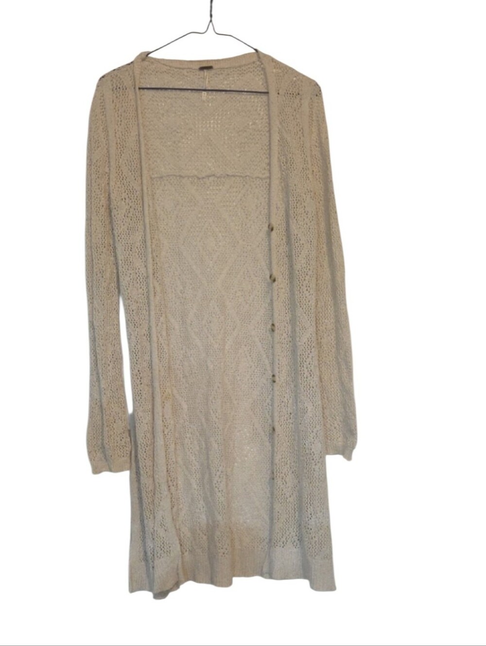 Free People Geometric Midi Crochet Knit Cardigan